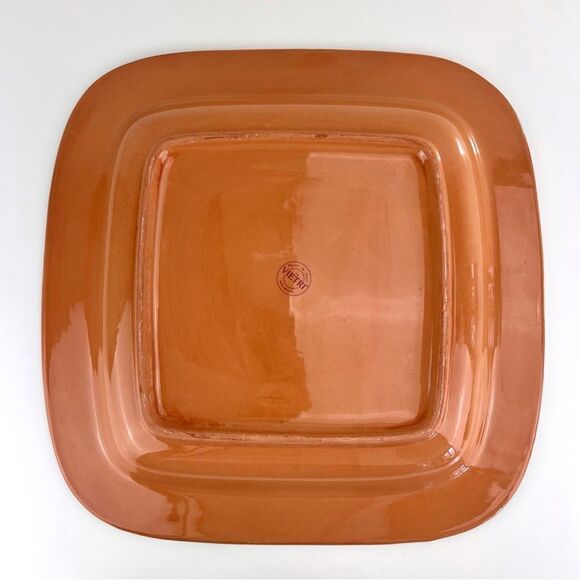VIETRI Large Square Ceramic Platter Serving Foresta Bird Leaves Made in Italy - Picture 5 of 8
